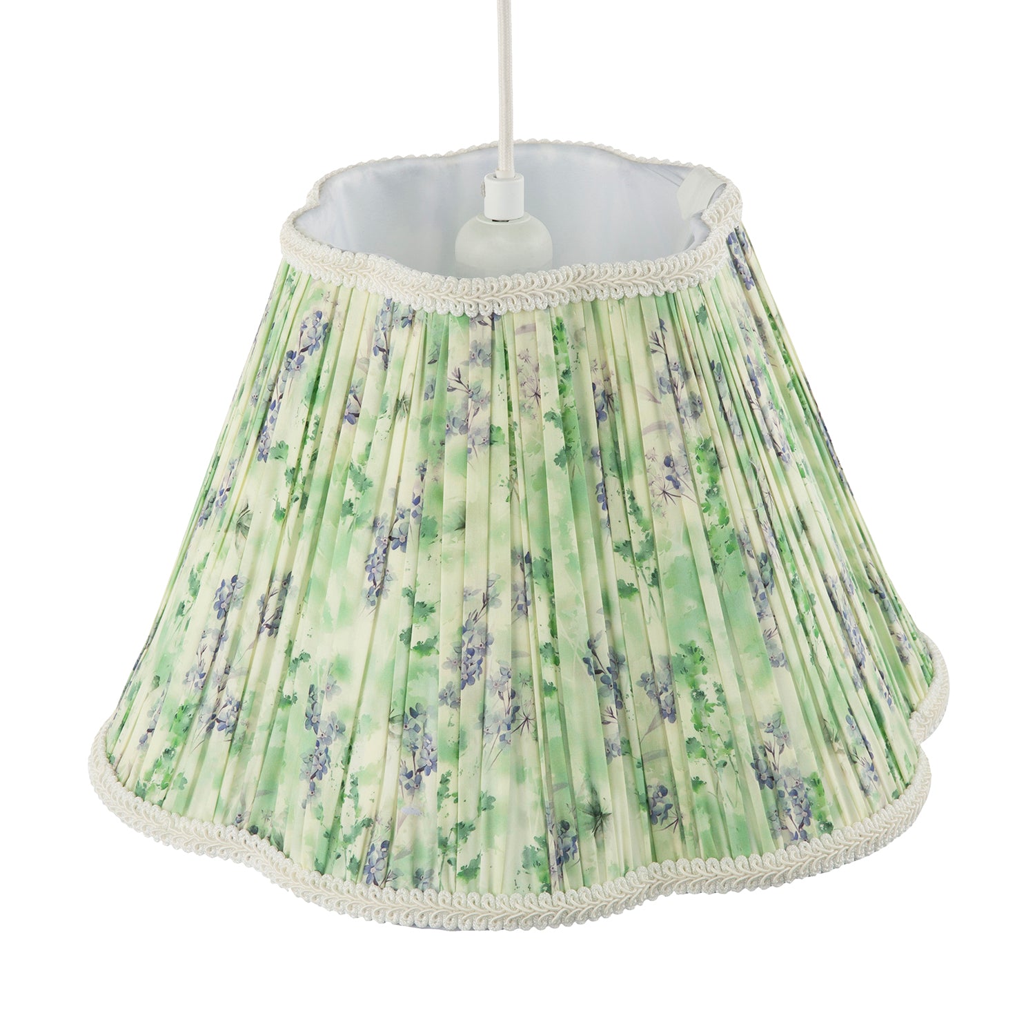 Green and Blue Floral Victorian Scallop Shade with Embroidered Trims Image 4