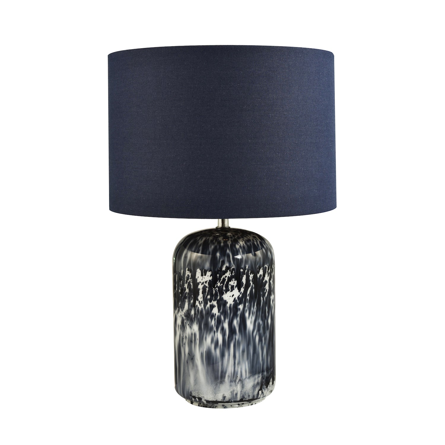 Modern Navy Blue and Smoked Grey Marble Snowflake Glass Table Lamp with Shade Image 4