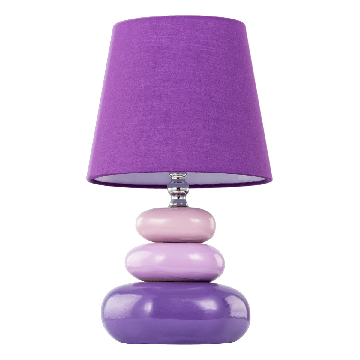 Chic Ceramic Pebble Table Lamp with Lilac Purple and Lavender Colours Image 4
