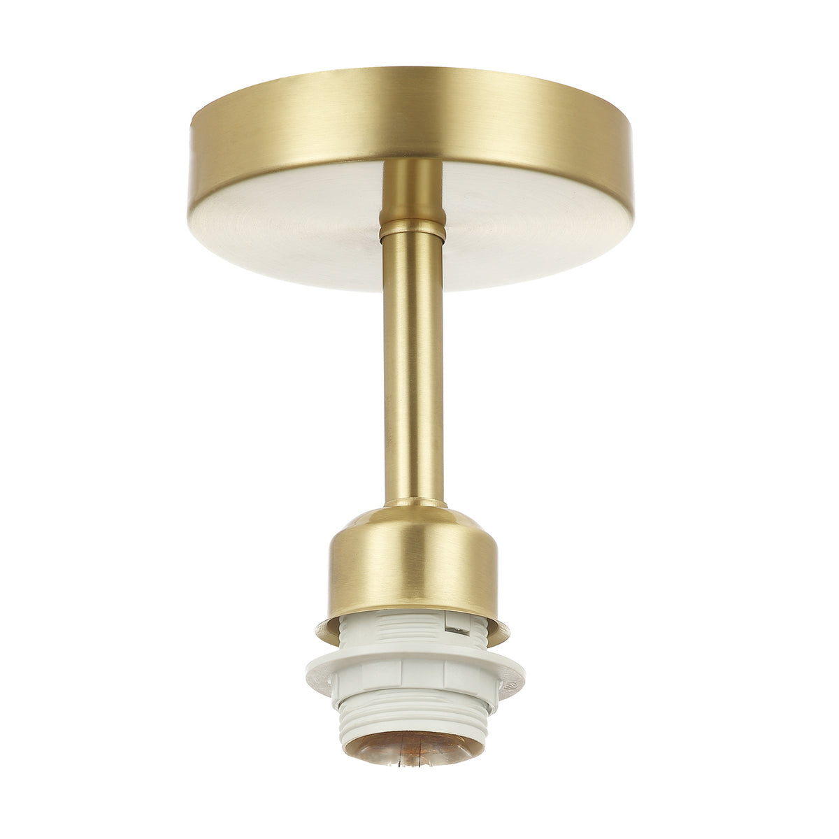 Satin Brass Plated Ceiling Light Fitting Industrial Style Light Bulbs