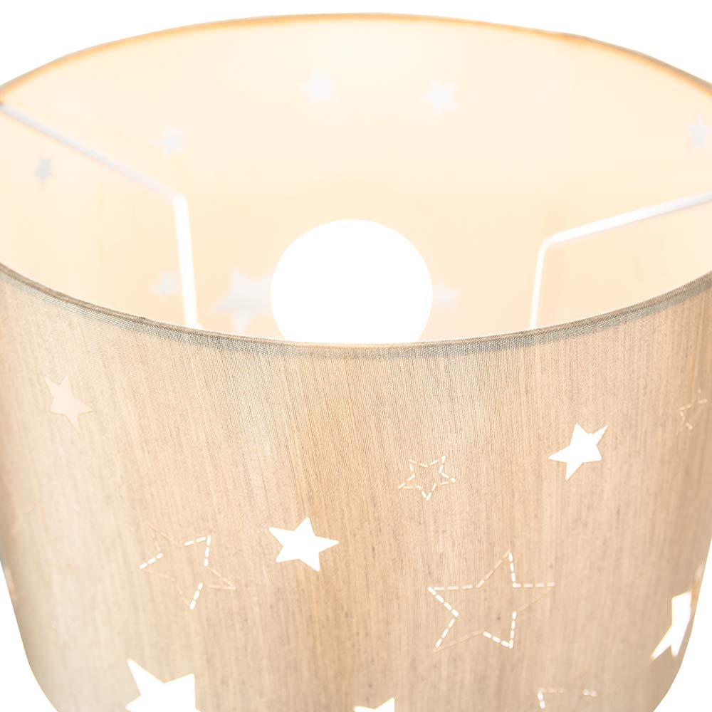 Contemporary Beige Linen Childrens/Kids Pendant/Lamp Shade with Laser Cut Stars Image 3