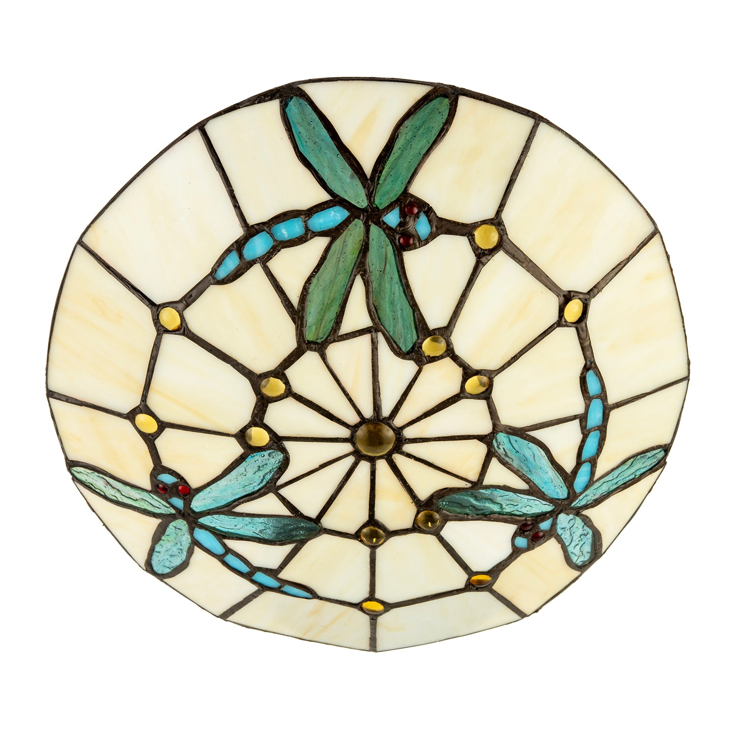 Aqua Sky Blue and Emerald Green Dragonfly Tiffany Glass Pendant Shade Image 4