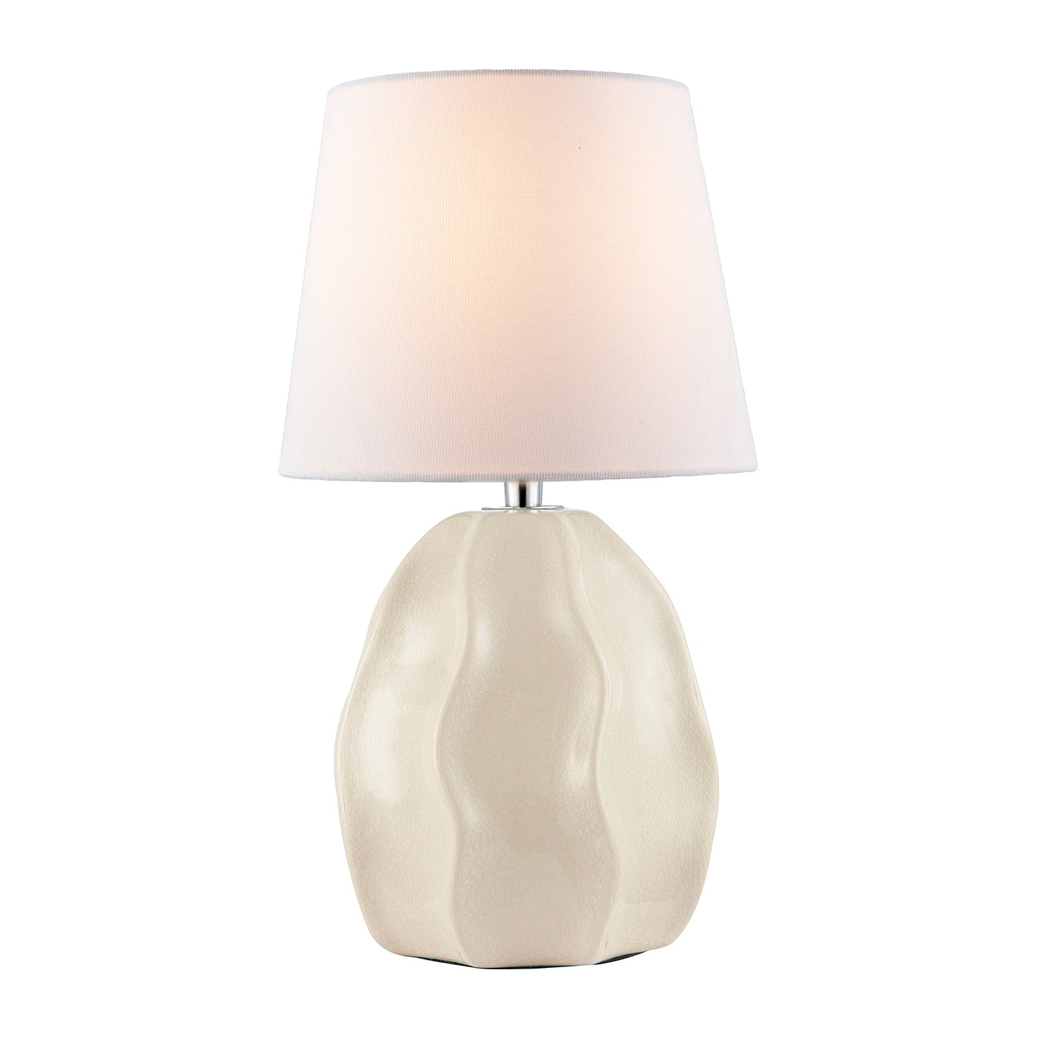 Cream Gloss Ceramic Ripple Effect Table Lamp Base with Crackle Design Image 4