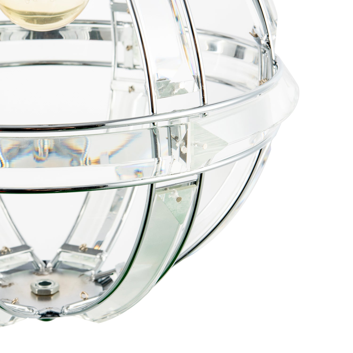 Modern Designer Spherical Chrome and Clear Acrylic Pendant Light Shade Image 5