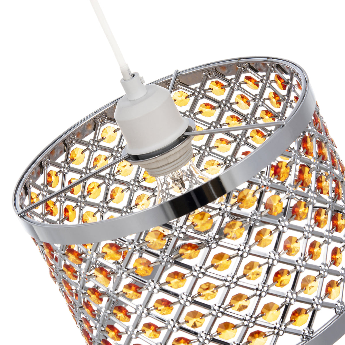 Modern Sparkly Ceiling Pendant Light Shade with Orange Acrylic Beads Image 3