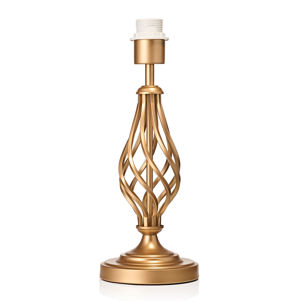 Traditional Sleek Satin Brass Table Lamp Base Twist Metal Stem Design