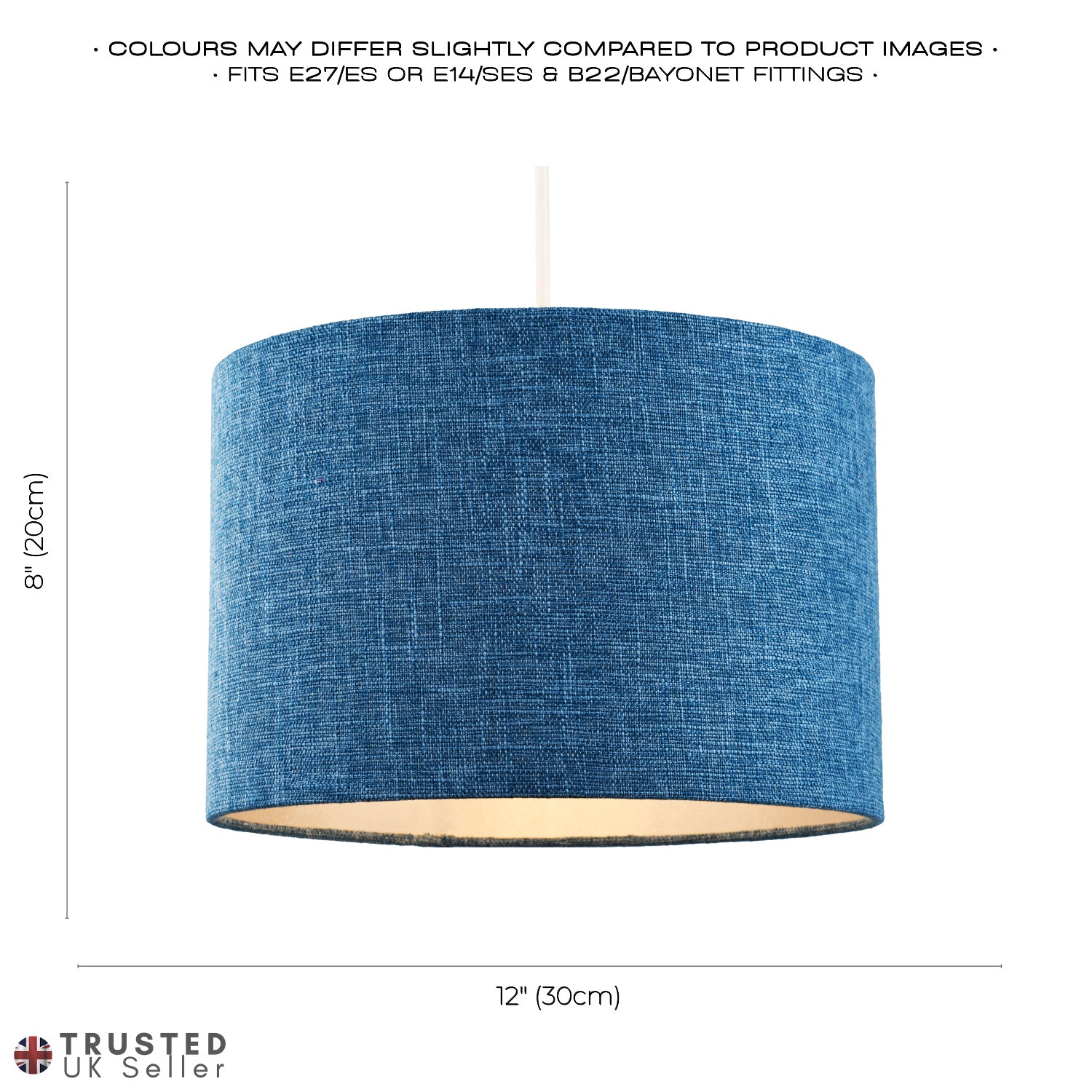 Contemporary and Sleek 12 Inch Midnight Blue Linen Drum Lamp Shade 60w Maximum Image 6