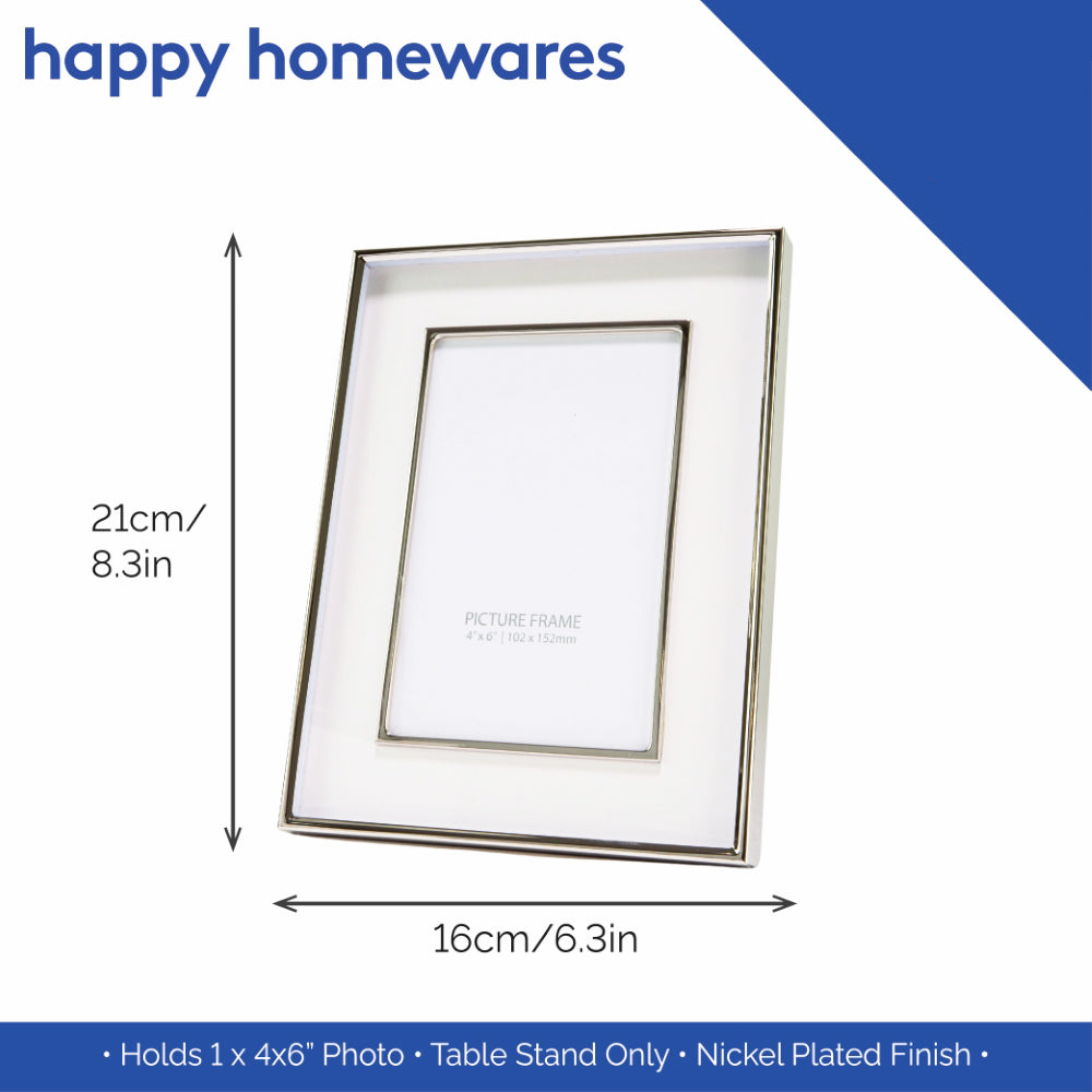 Contemporary Nickel Plated Double Trim 4x6 Picture Frame with White Gloss Border Image 6