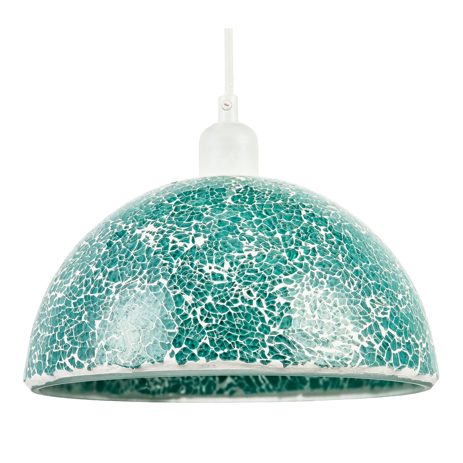Teal Mosaic Handmade Pendant Lamp Shade with Domed Semi Circular Shape Image 1