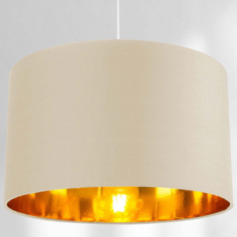 Contemporary Cream Cotton 14" Table/Pendant Lamp Shade with Shiny Copper Inner Image 7