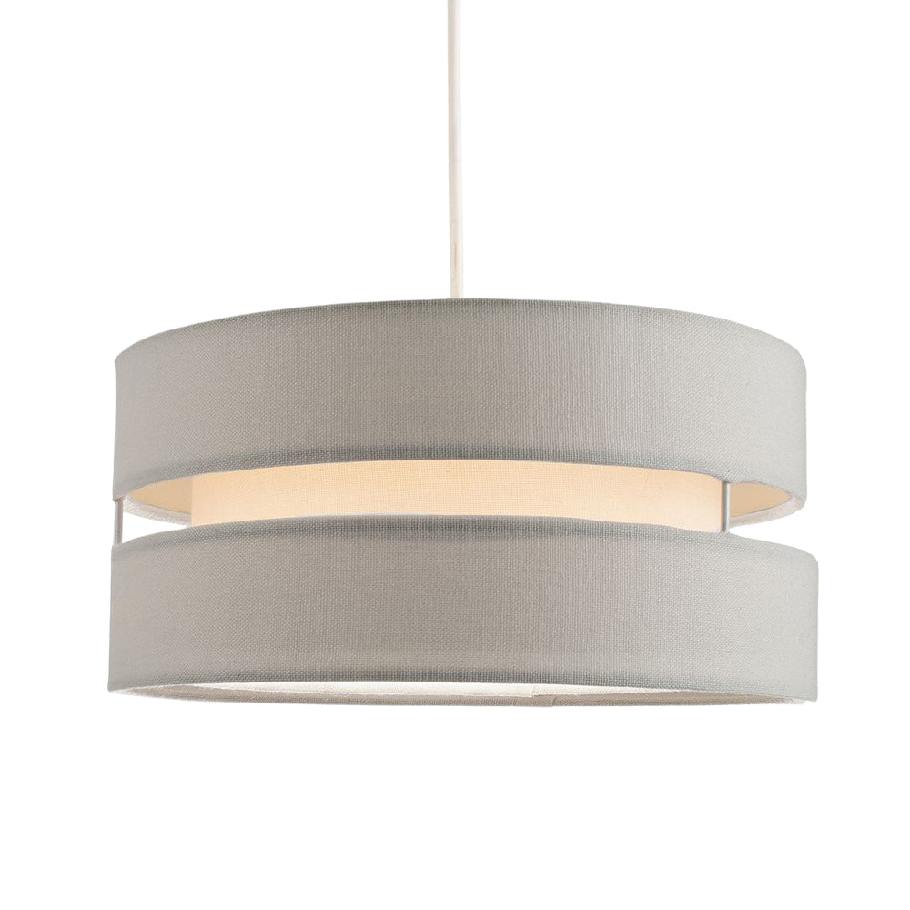 Contemporary Quality Grey Linen Fabric Triple Tier Ceiling Pendant Light Shade Image 2