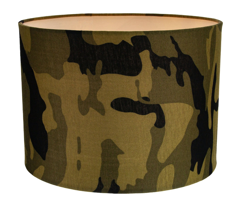 Stylish Green and Black Army Camouflage Drum 10" Lampshade for Table or Pendant Image 2