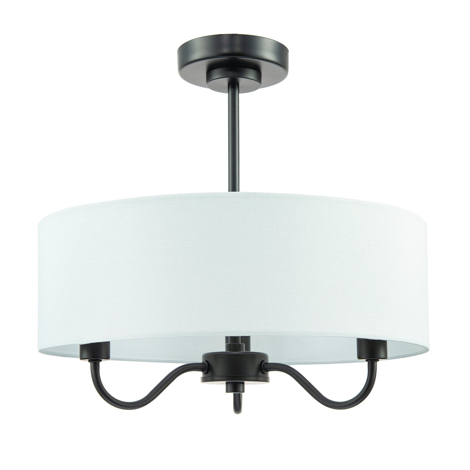 Traditional Chandelier Style Semi Flush Ceiling Light in Matte Black with Shade Image 2