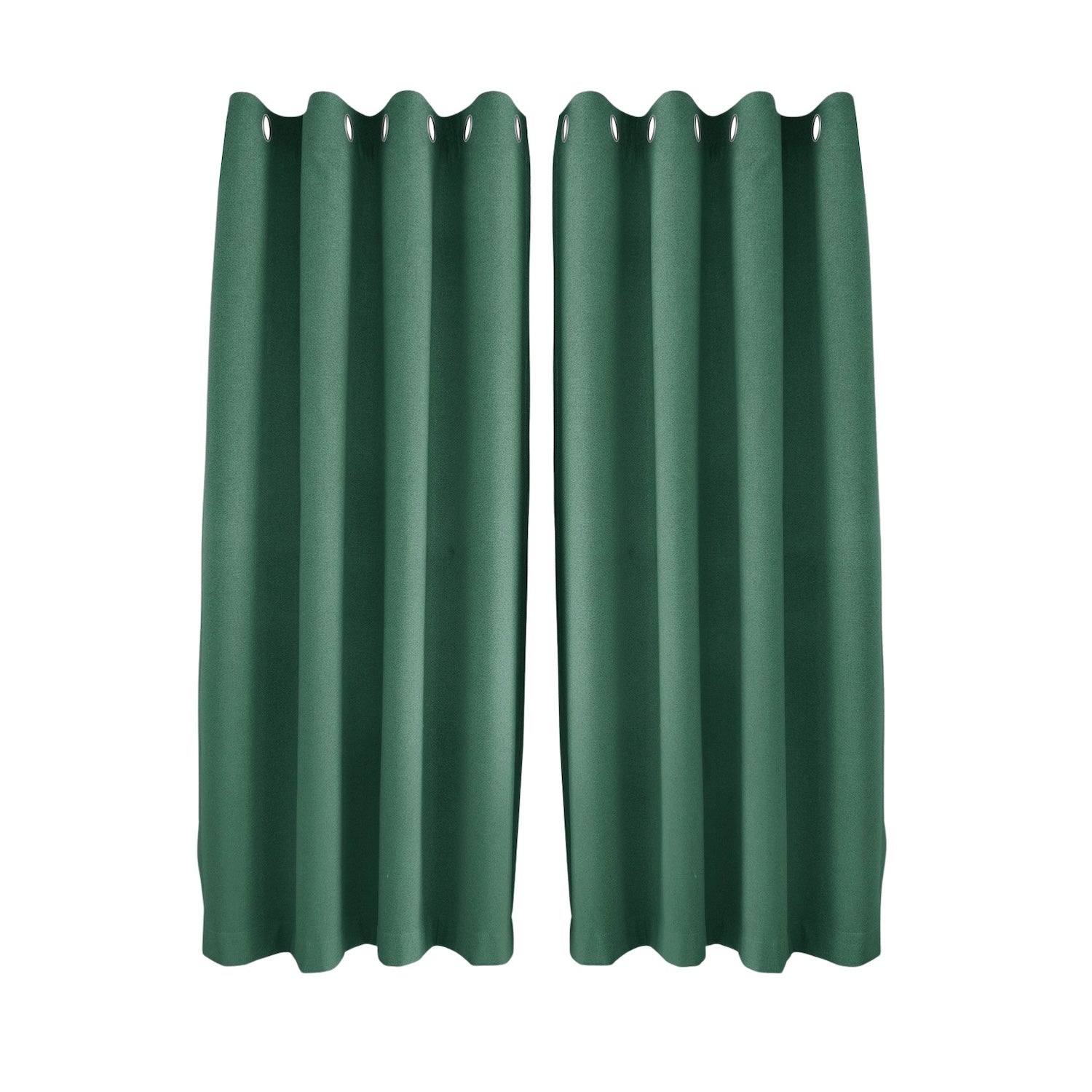 Emerald Green Linen Blackout Eyelet Curtain Pair - 46 x 63 Inch Drop Image 1