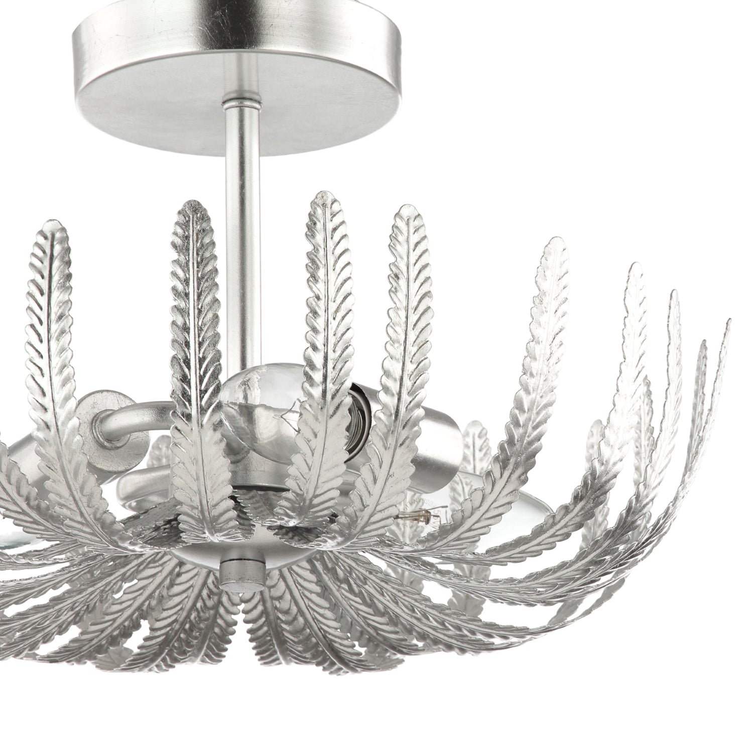 Contemporary and Ornate Silver Foil Semi Flush Ceiling Light with Fern Stems Image 5