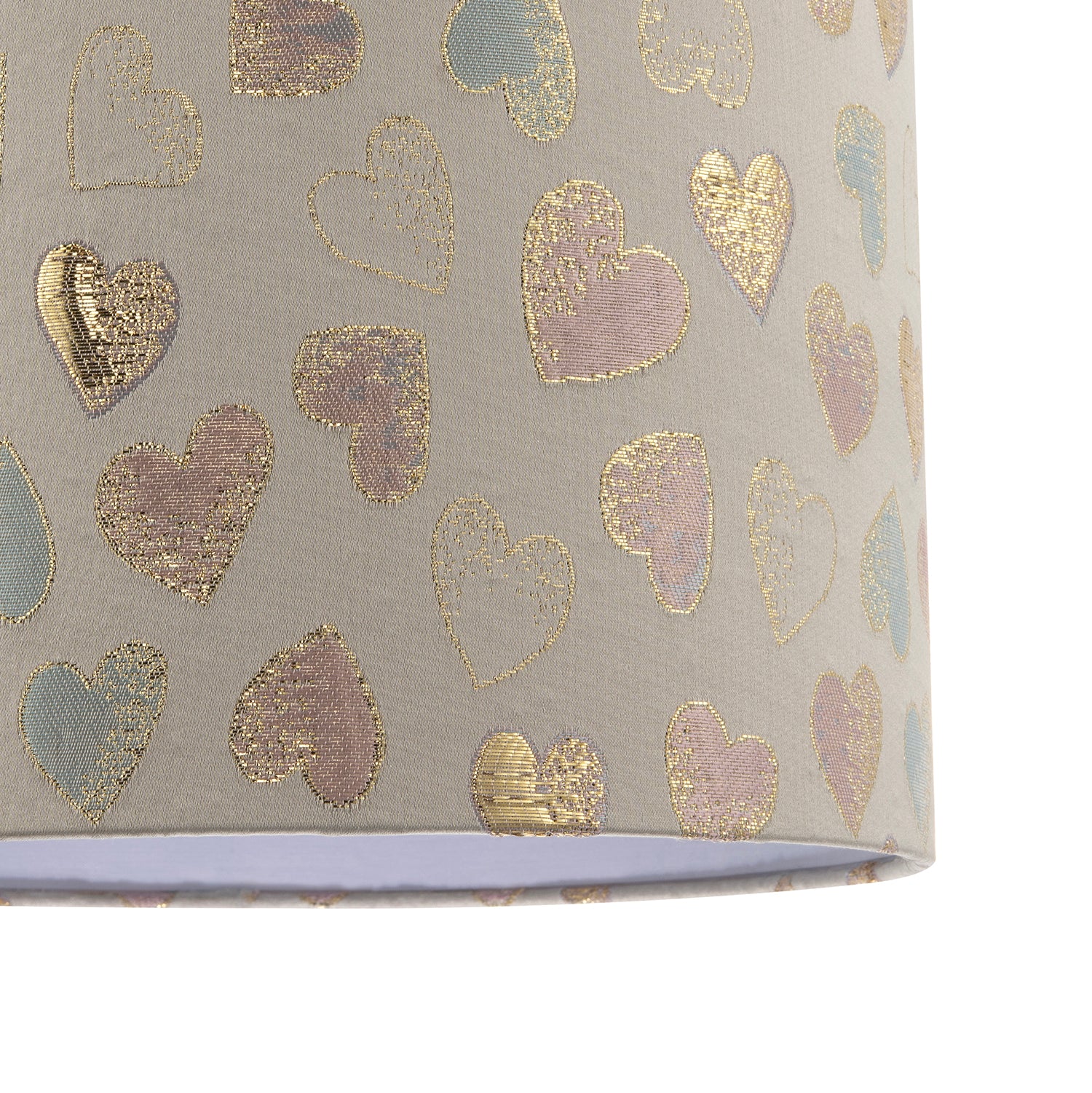 Feminine Pink Duck Egg and Shiny Gold Hearts Circular Lamp Shade Image 4
