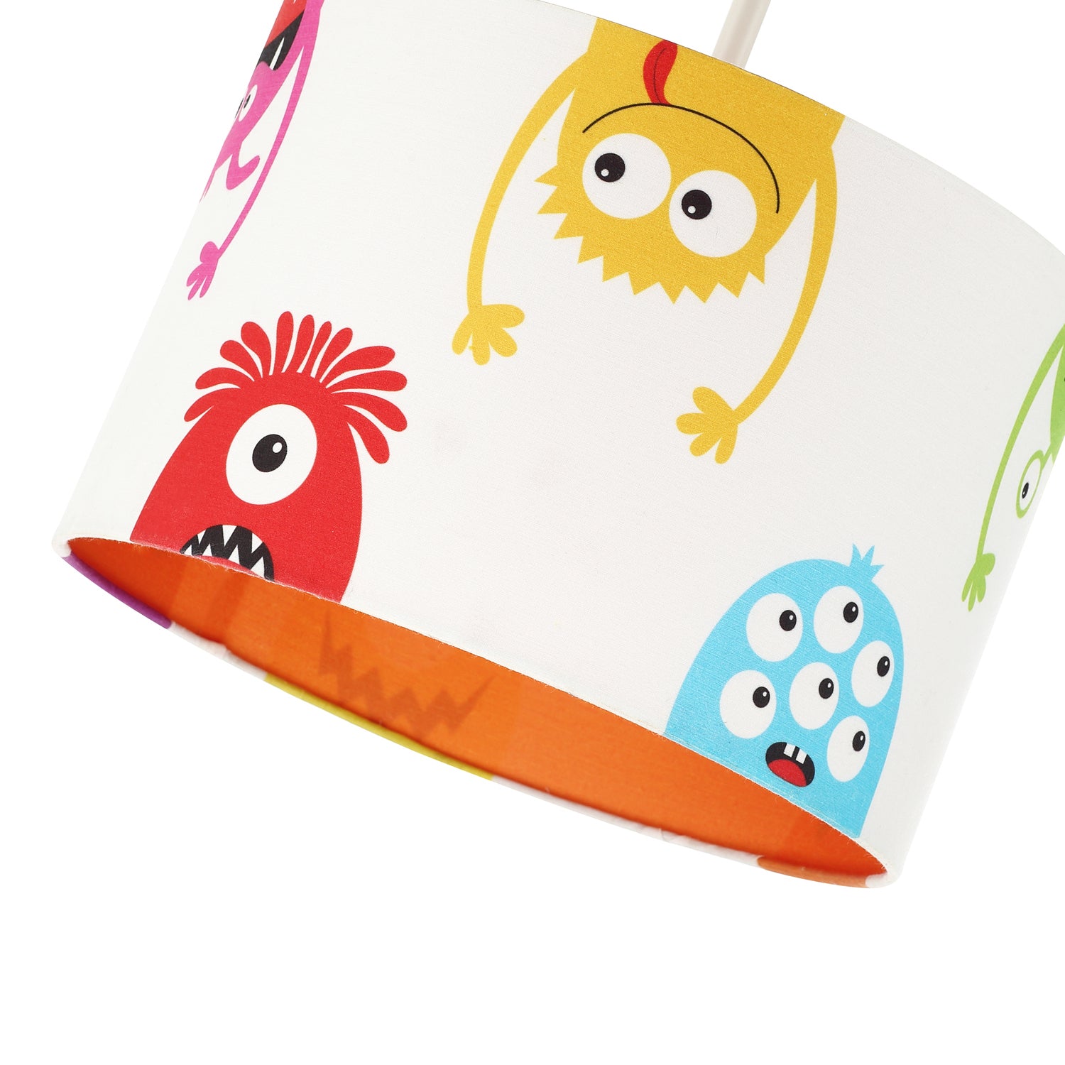 Funny Monsters Children's Lamp Shade with Orange Inner and Multi Colour Monsters Image 4