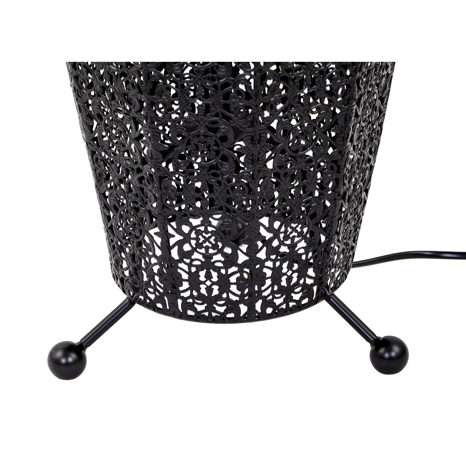 Traditional and Ornate Floral Moroccan Floor Lamp in Black Gloss Image 8