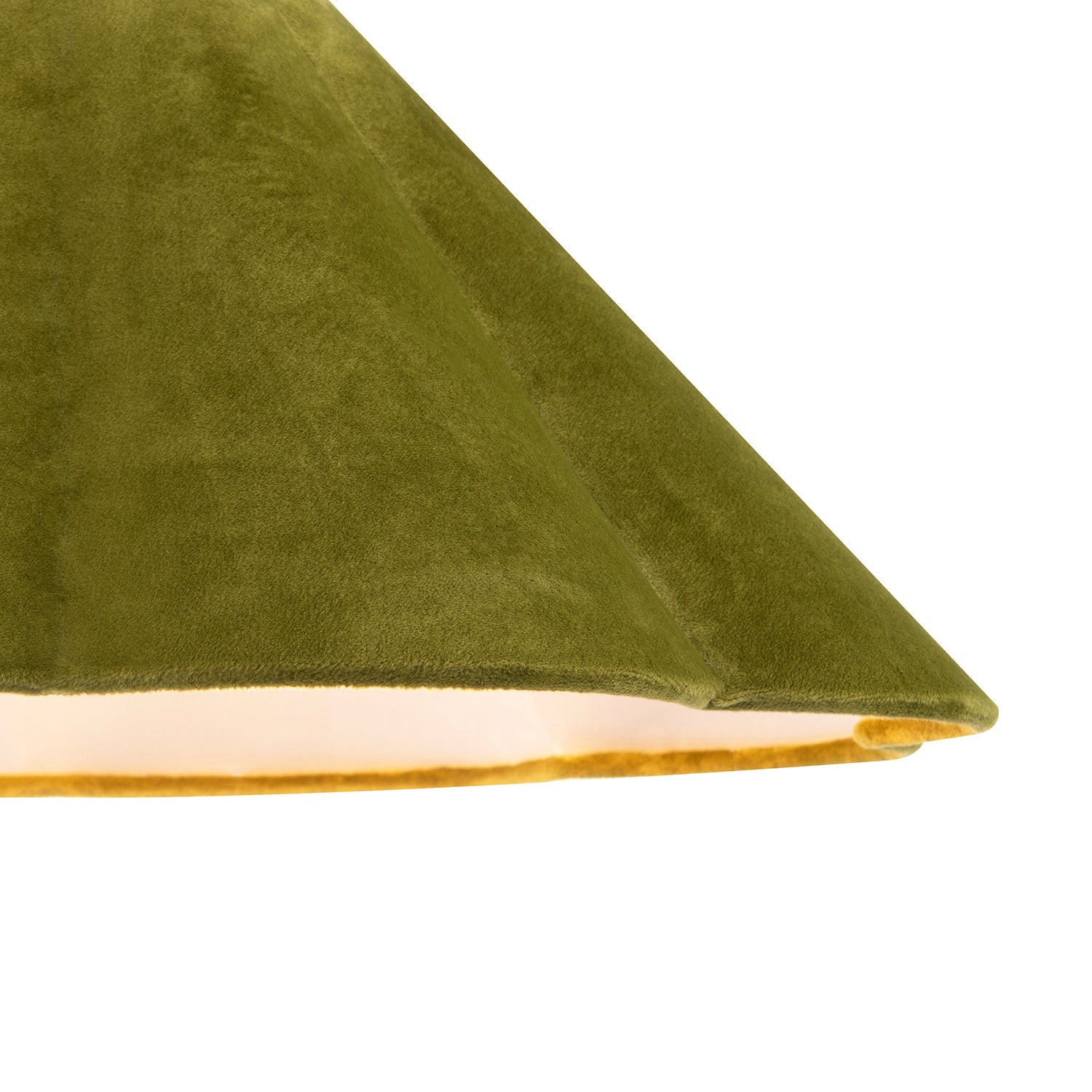 Olive Green Velvet Fabric Empire Lamp Shade with Elegant Scallop Edges Image 4