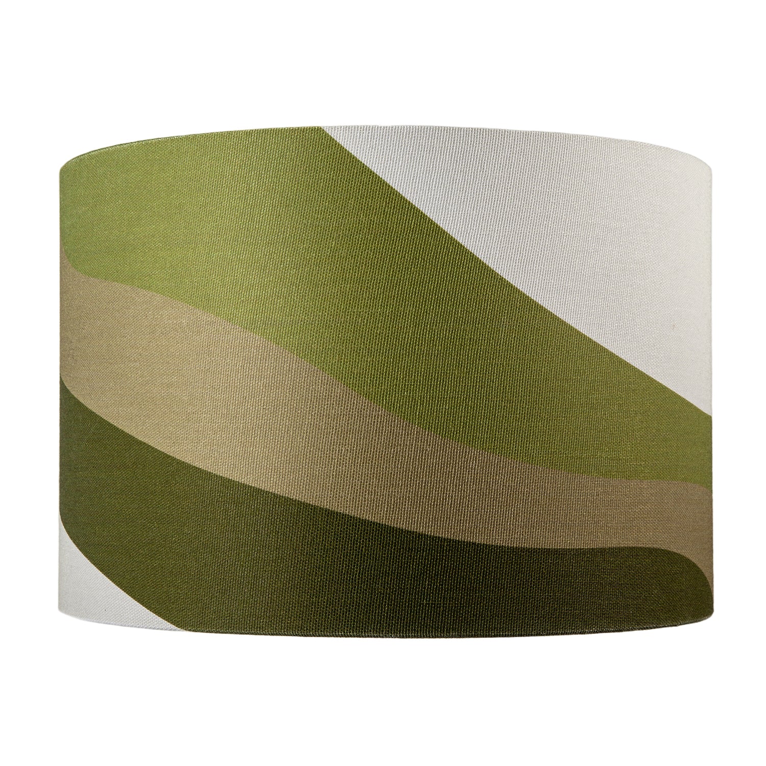 Olive Green Linen Fabric Lamp Shade with Inner and Outer Wavy Design Image 4