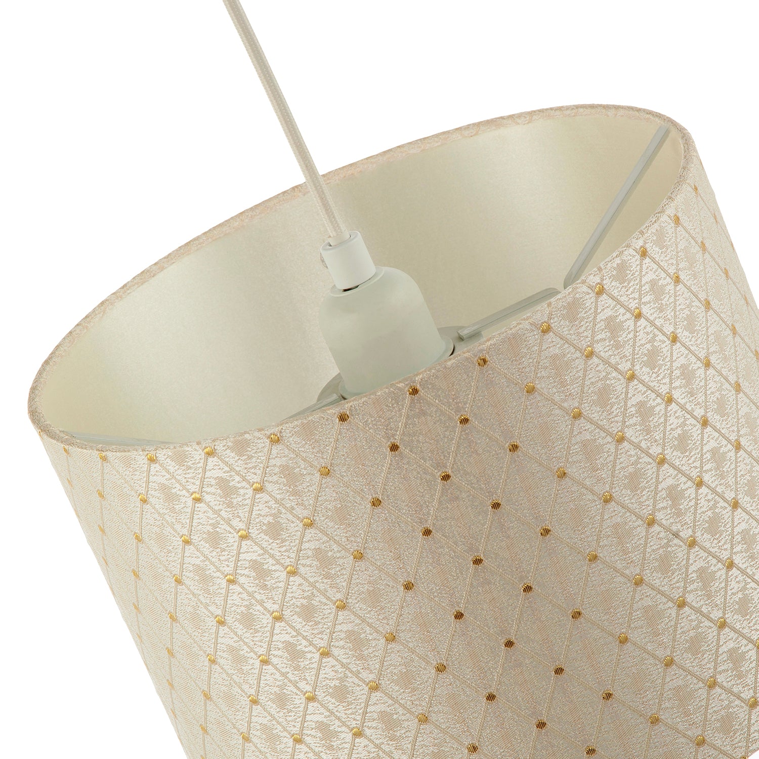 Light Taupe Jacquard Fabric 10 Inch Lamp Shade with Shiny Gold Decor Image 4