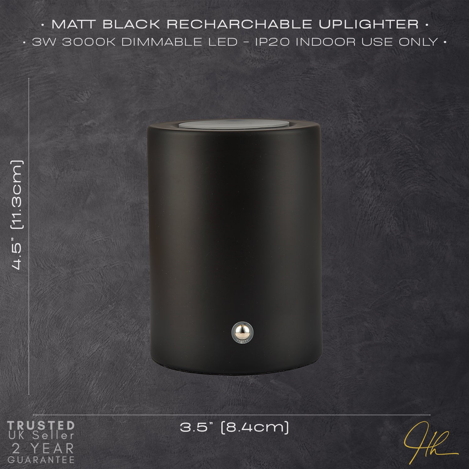 Modern Rechargeable Can-Style Table Lamp in Matte Black with Touch Dimmer Button Image 8