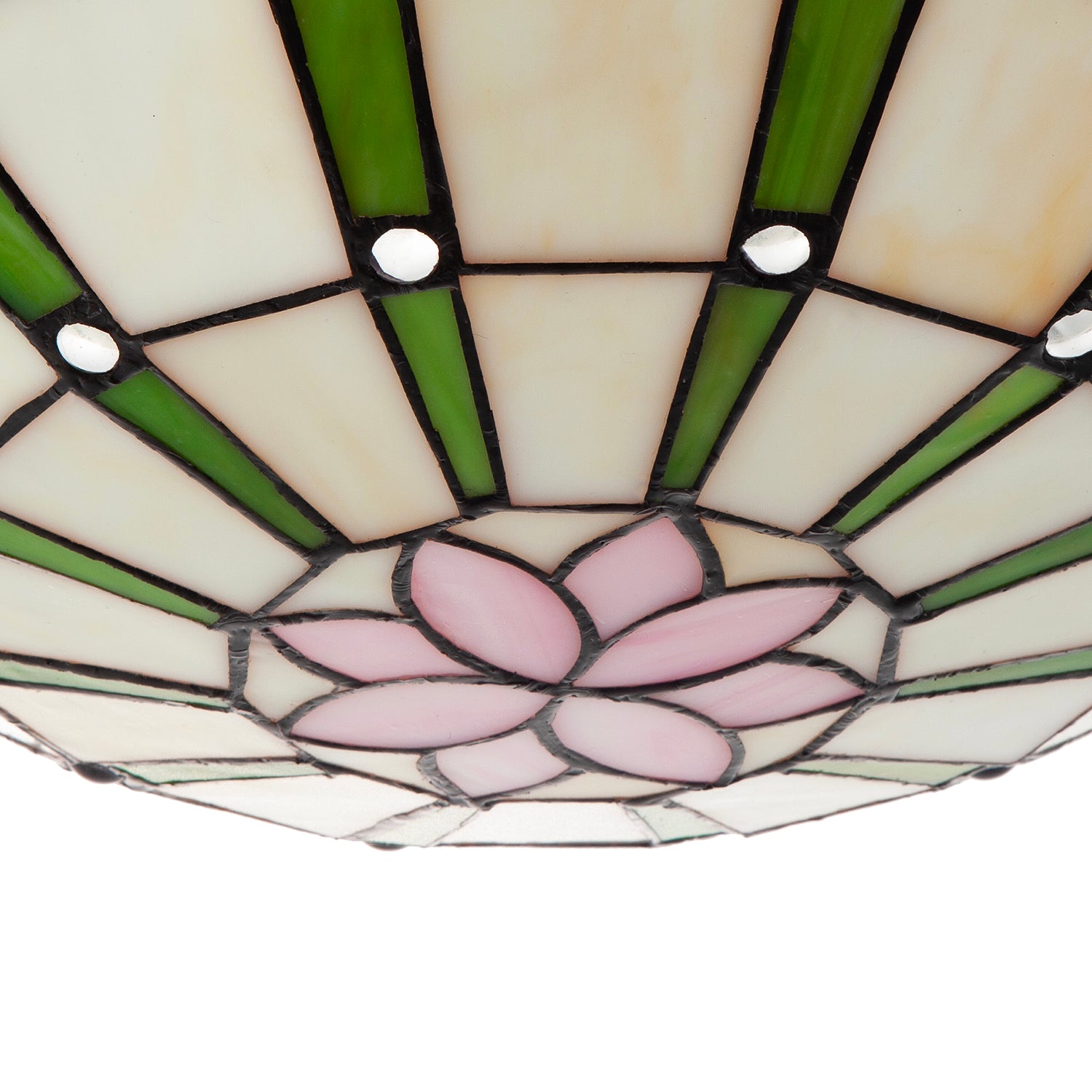 Forest Green and Pink Floral Tiffany Stained Glass Pendant Lamp Shade Image 4