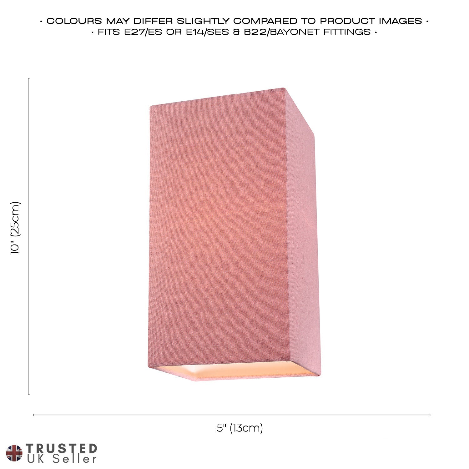 Contemporary and Stylish Blush Pink Linen Fabric Tall Rectangular 25cm Lampshade Image 6