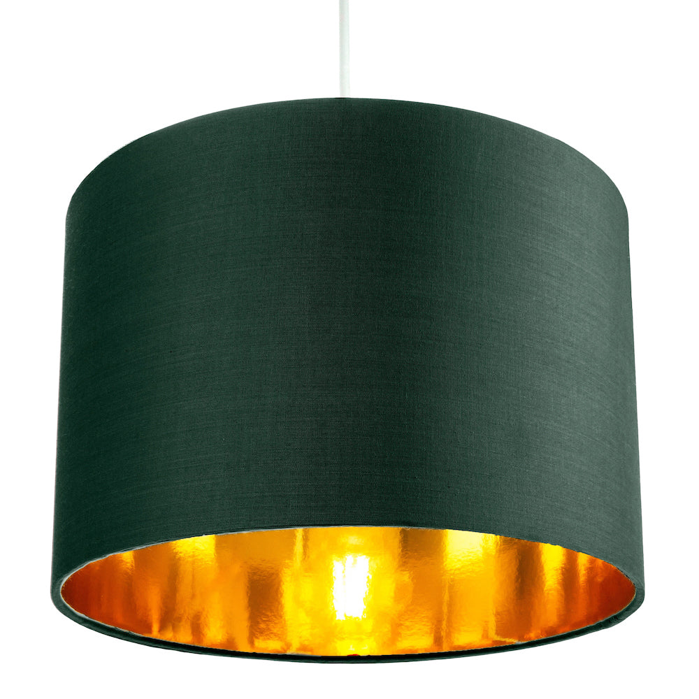 Contemporary Green Cotton 10" Table/Pendant Lamp Shade with Shiny Copper Inner Image 6