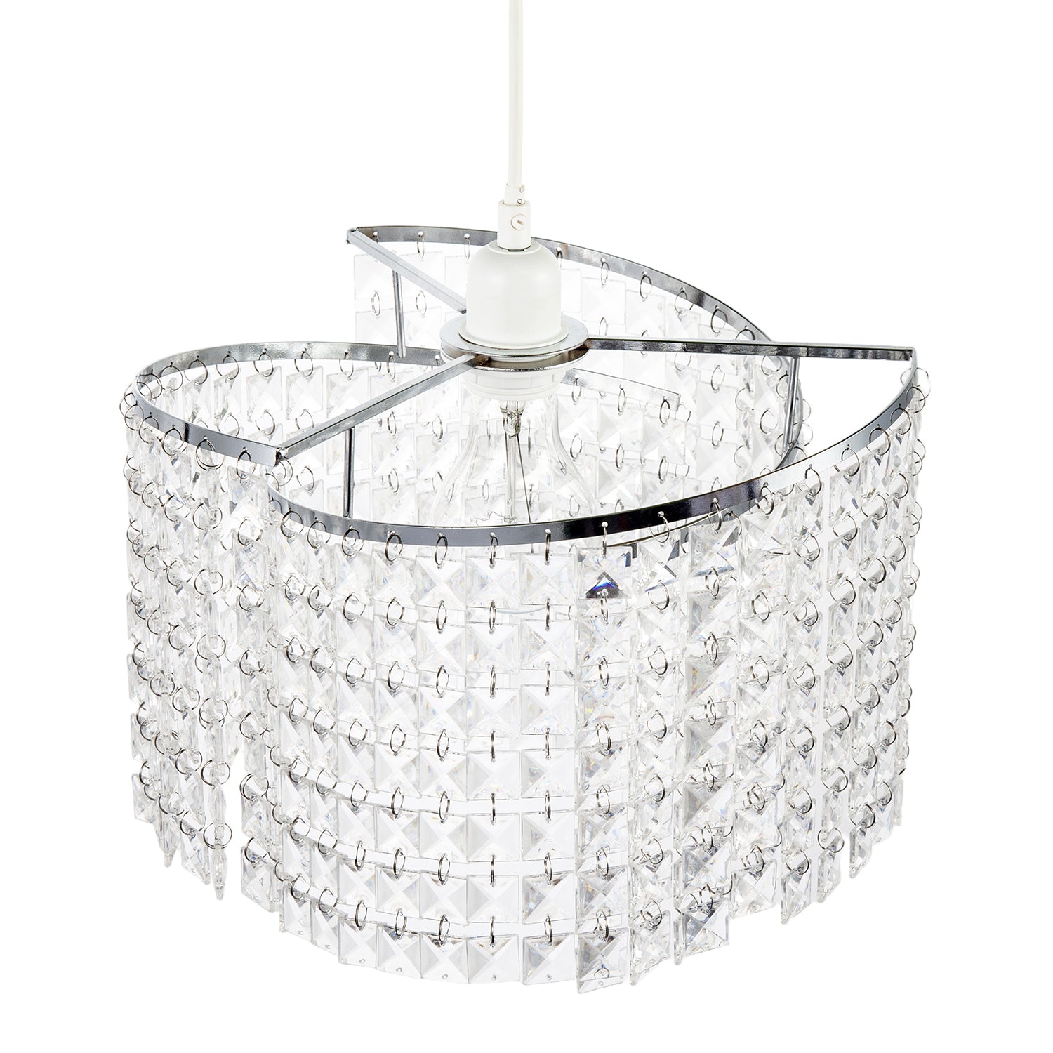 Modern Chrome Chandelier Pendant Shade with Cascading Acrylic Panels Image 3