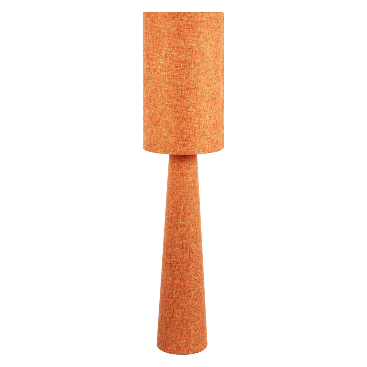 Modern Dusty Orange Linen Fabric Floor Lamp with Drum Shade and Base Image 8