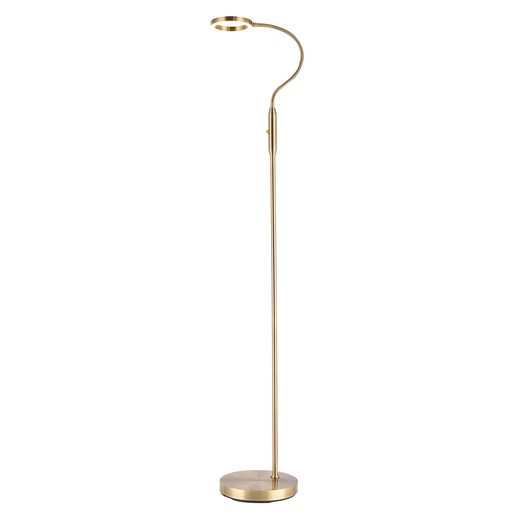 Modern Antique Brass Task Floor Lamp with LED Halo Ring and CCT Dimmer Image 2