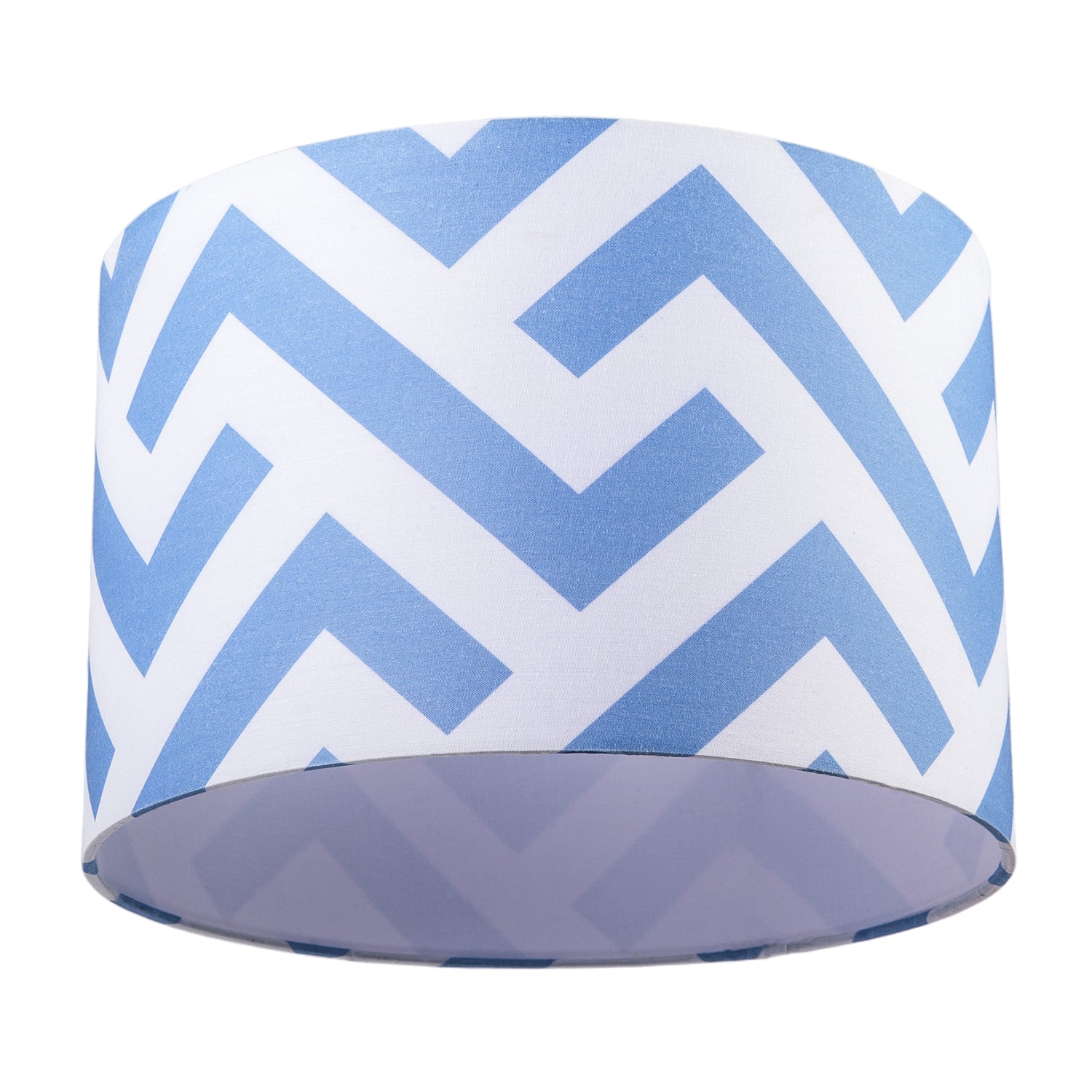 Contemporary Sky Blue Fabric Lamp Shade with Geometric Chevron Pattern Image 5