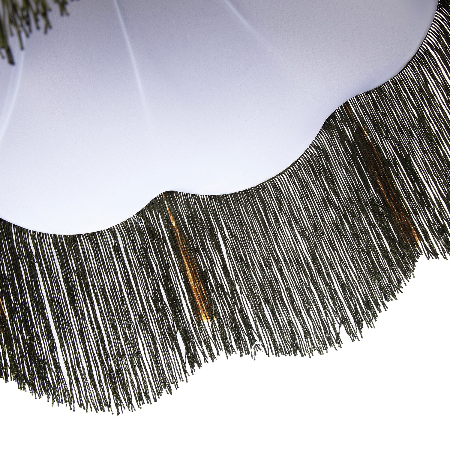 Large Olive and Forest Green Victorian Lamp Shade with Scallop Edges Image 5