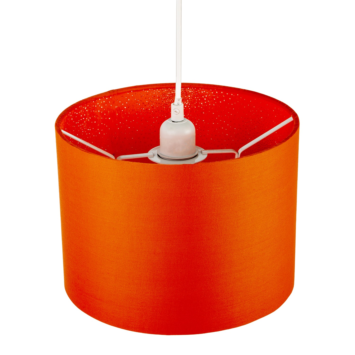 Contemporary Drum Lamp Shade in Vibrant Orange Cotton Blend Fabric Image 3