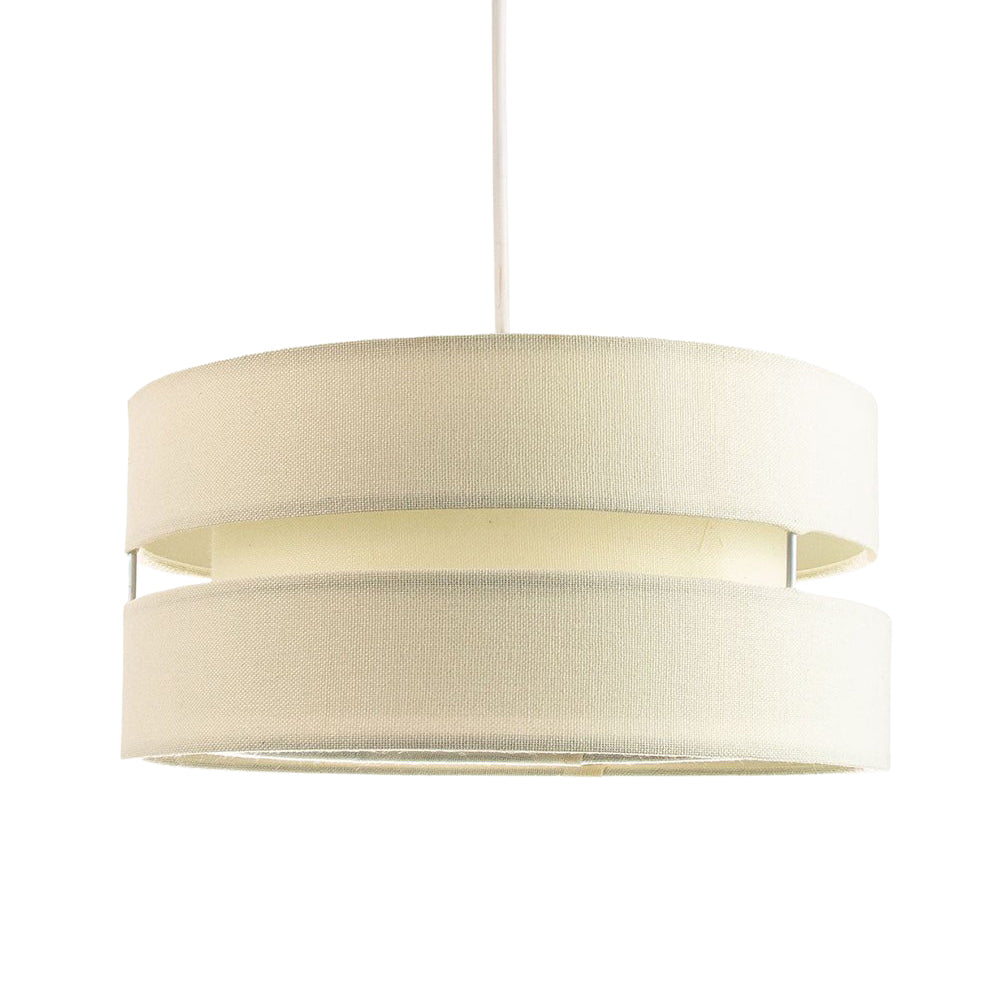 Contemporary Quality Cream Linen Fabric Triple Tier Ceiling Pendant Light Shade Image 1