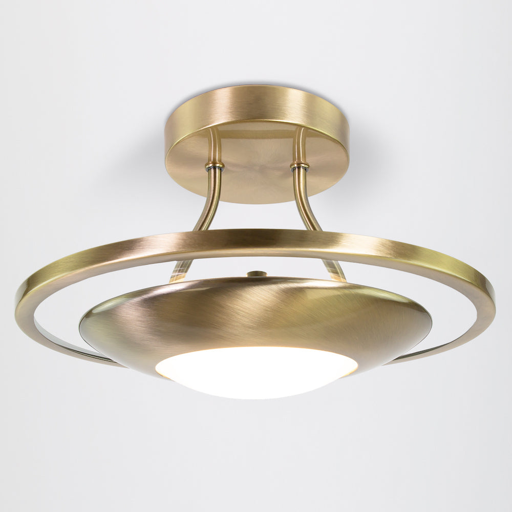 Modernistic Semi Flush Eco Friendly LED Ceiling Light Fitting in Antique Brass Image 3