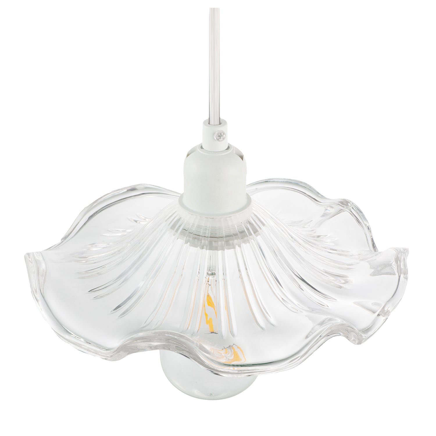 Designer Ribbed Clear Glass Pendant Light Shade with Wavy Ruffled Edge Image 5