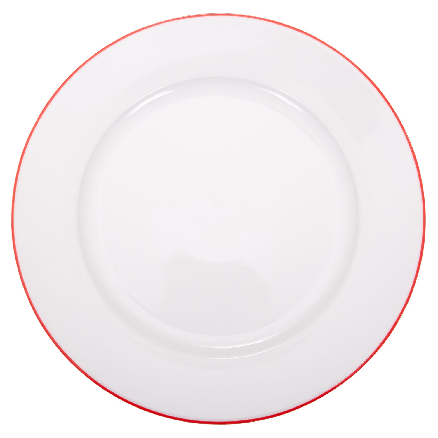 Set of 4 Durable White Ceramic Dinner Plates with Elegant Red Rim Image 2