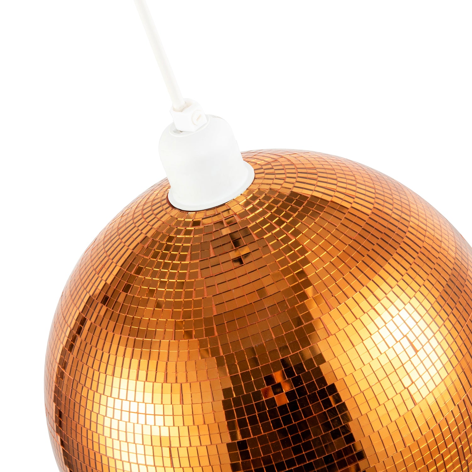 Shiny Disco Mosaic Ball in Vibrant Orange Mirrored Tiled Retro Style Image 3