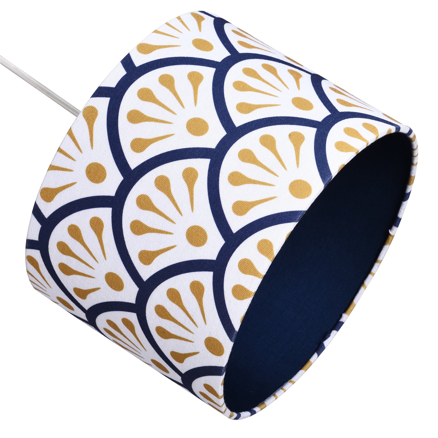 Unique Moroccan Floral Designer 25cm Navy Midnight Blue and Ochre Drum Lampshade Image 4