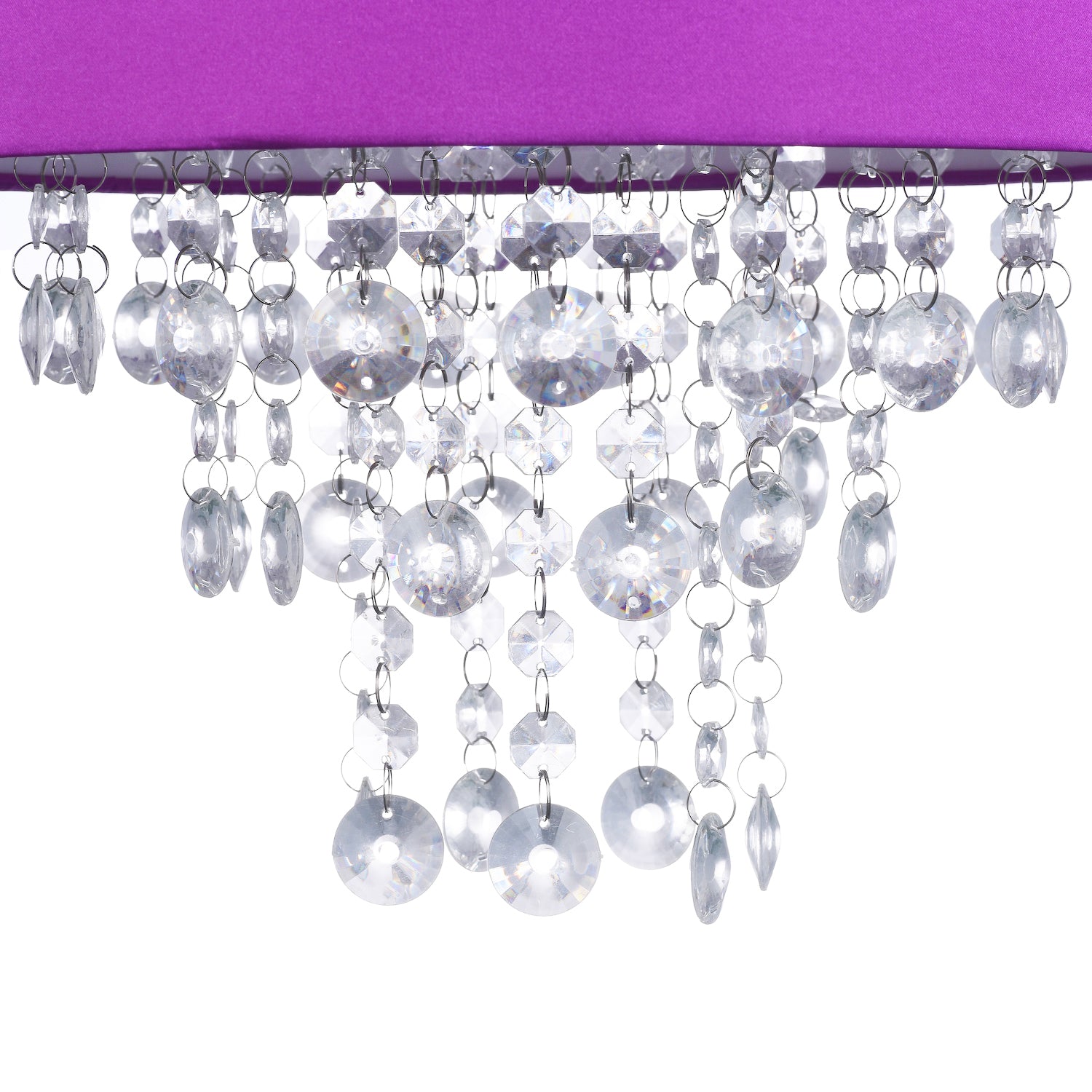 Modern Purple Satin Fabric Pendant Light Shade with Transparent Acrylic Droplets Image 8