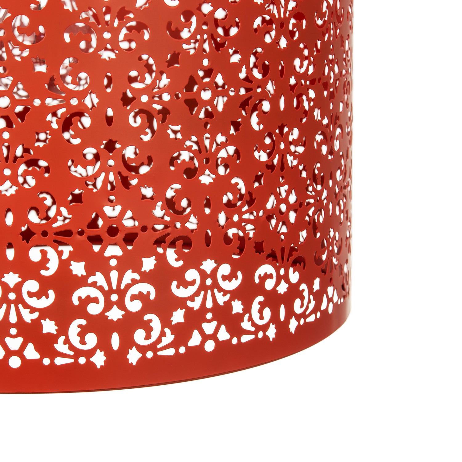 Vivid Orange Moroccan Metal Pendant Lamp Shade with Floral Decoration Image 5