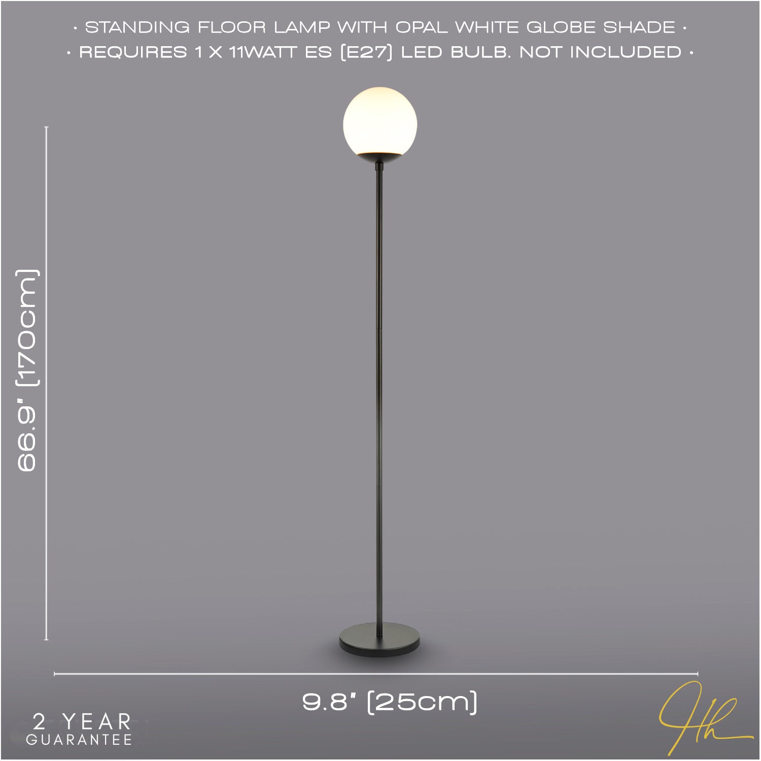 Modern Matte Black Floor Lamp with Opal White Globe Glass Shade and Foot Switch Image 6