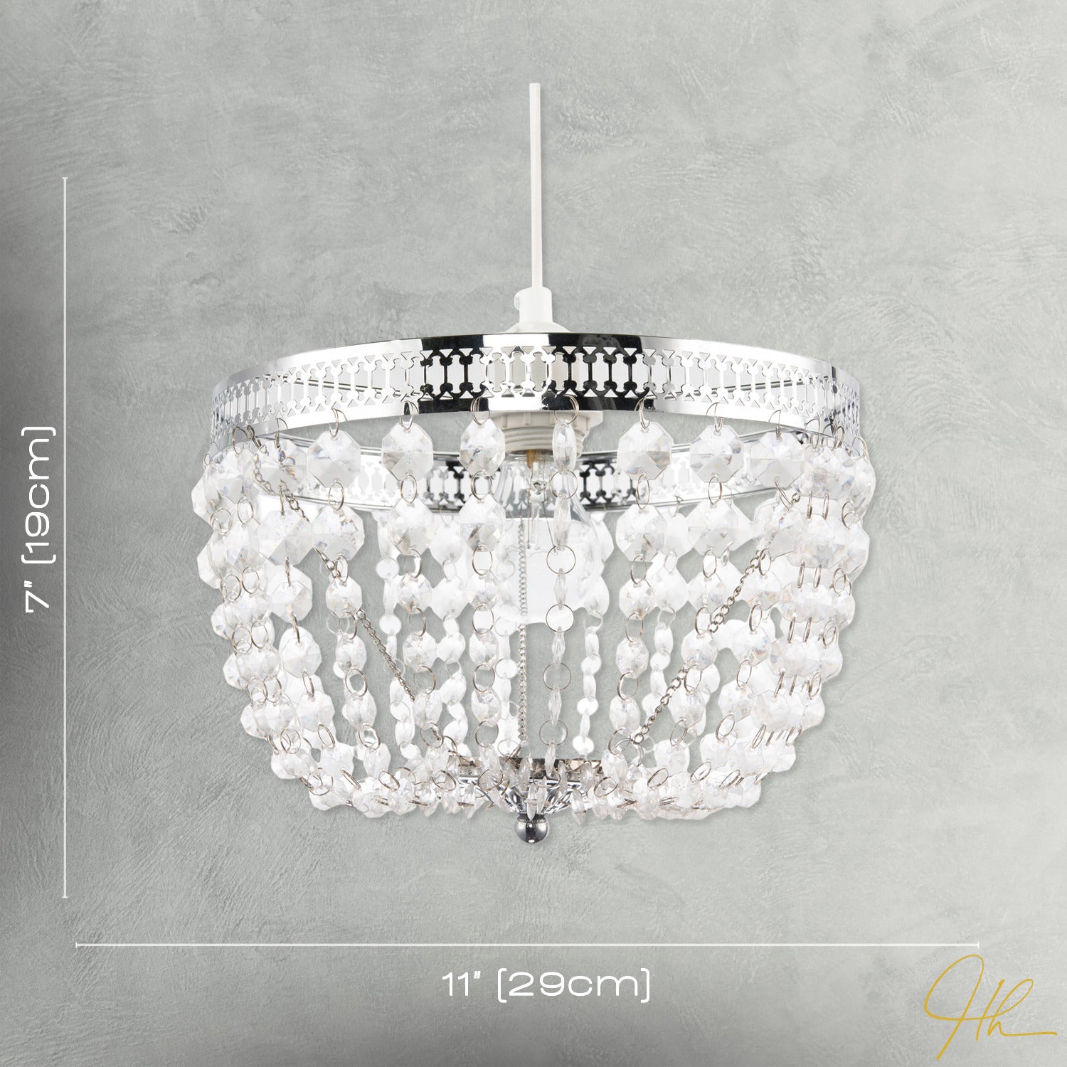 Traditional Vintage Chrome Pendant Lighting Shade with Clear Acrylic Image 7