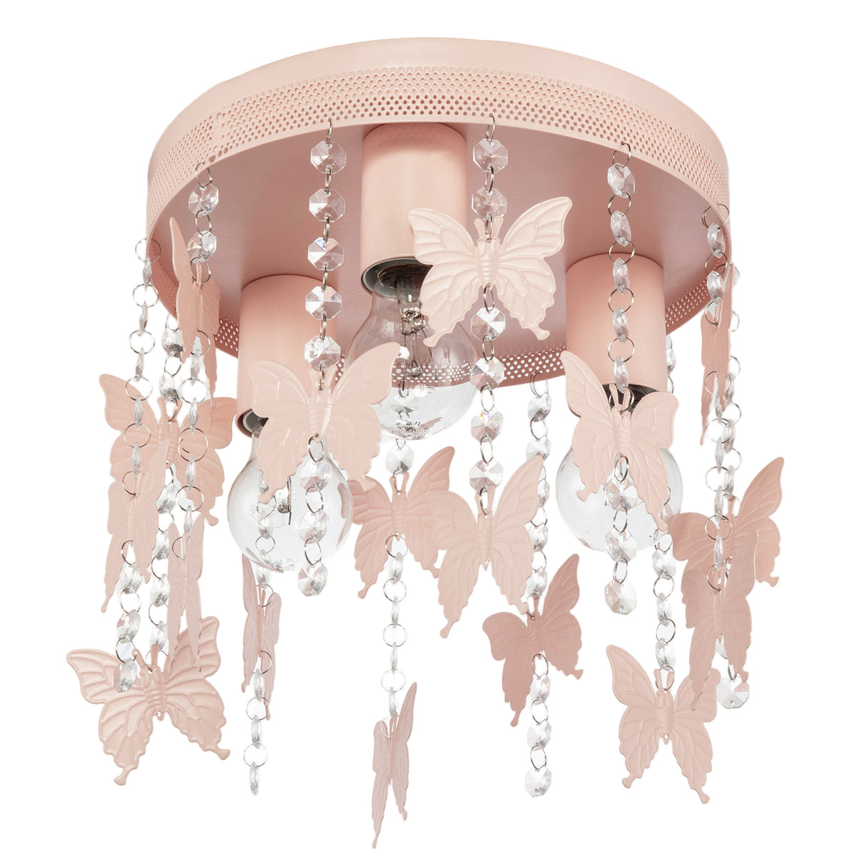 Childrens Ceiling Light Fitting in Blush Pink with Hanging Butterflies Image 5