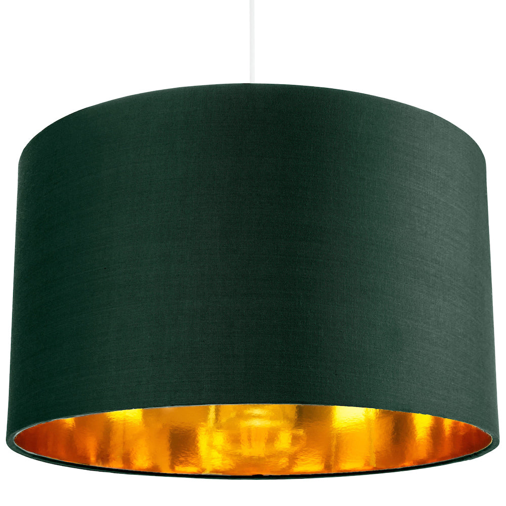 Contemporary Green Cotton 14" Table/Pendant Lamp Shade with Shiny Copper Inner Image 5