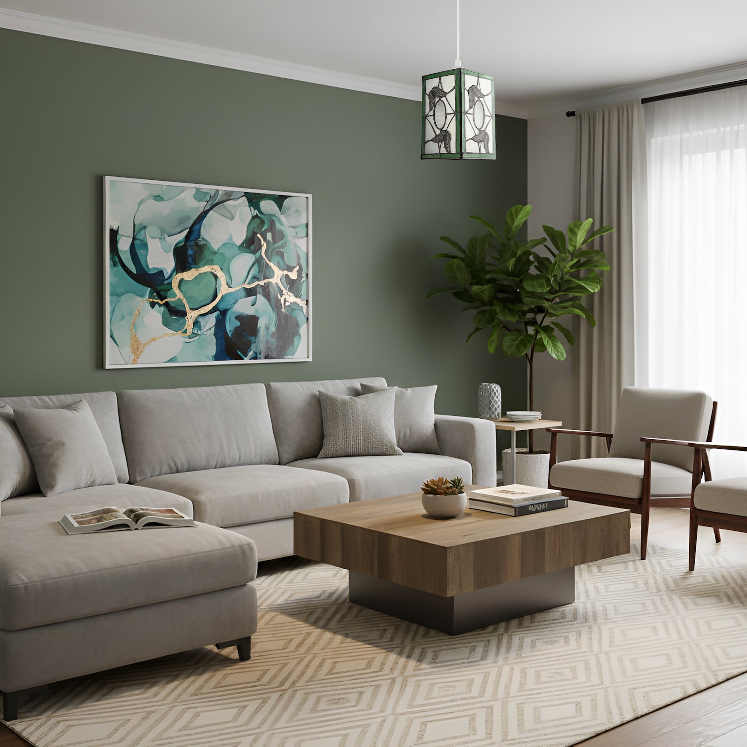 Traditional Lantern Tiffany Pendant Lighting Shade with Butterflies Image 6