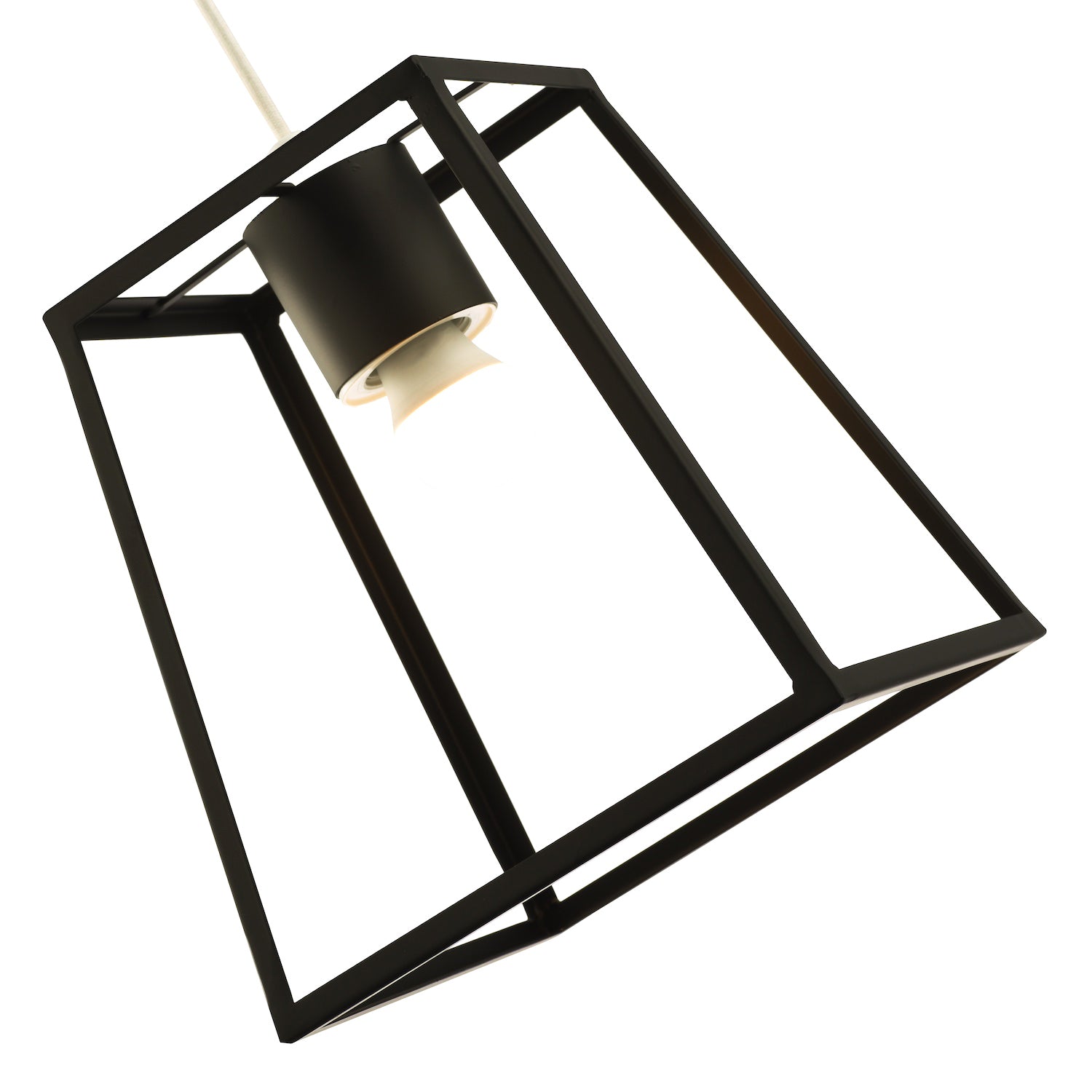 Industrial Lantern Pendant Light Shade in Matte Black with Square Top and Bottom Image 3