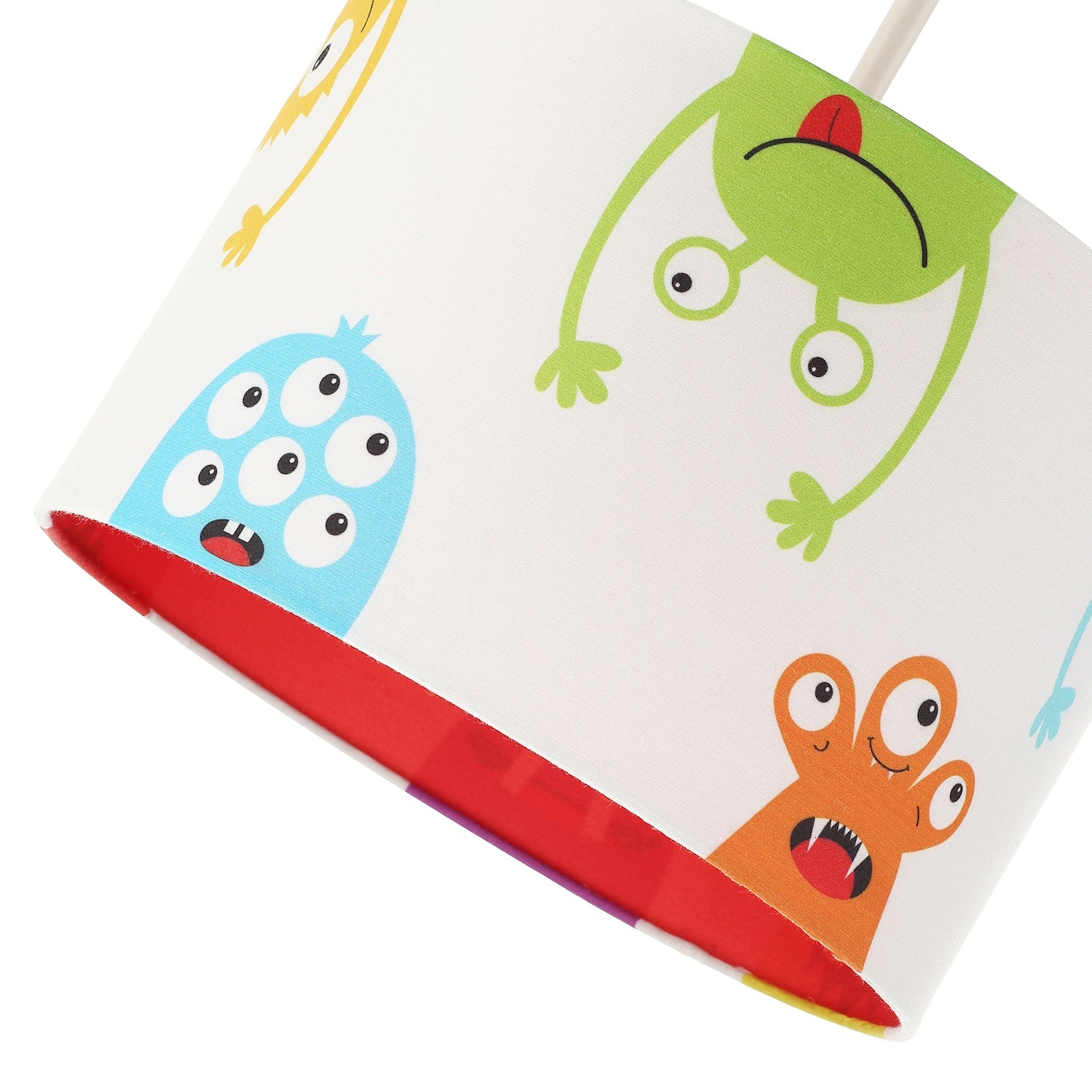 Funny Monsters Children's Lamp Shade with Red Inner and Multi Colour Monsters Image 5